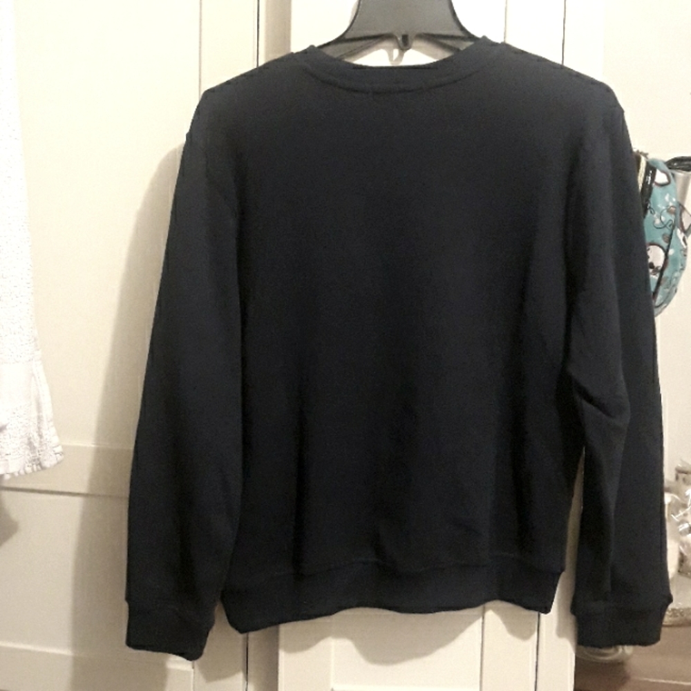 French Connection Fleece Sweatshirt Bulldog Embroidered Crewneck Sweater - Picture 11 of 15